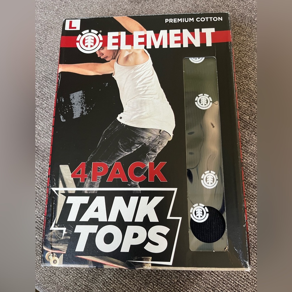 Element Black Premium Cotton Tank Tops 4-Pack